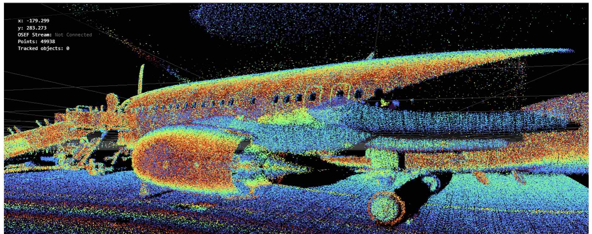 Iridesense Multispectral Lidar 3D view of an aircraft